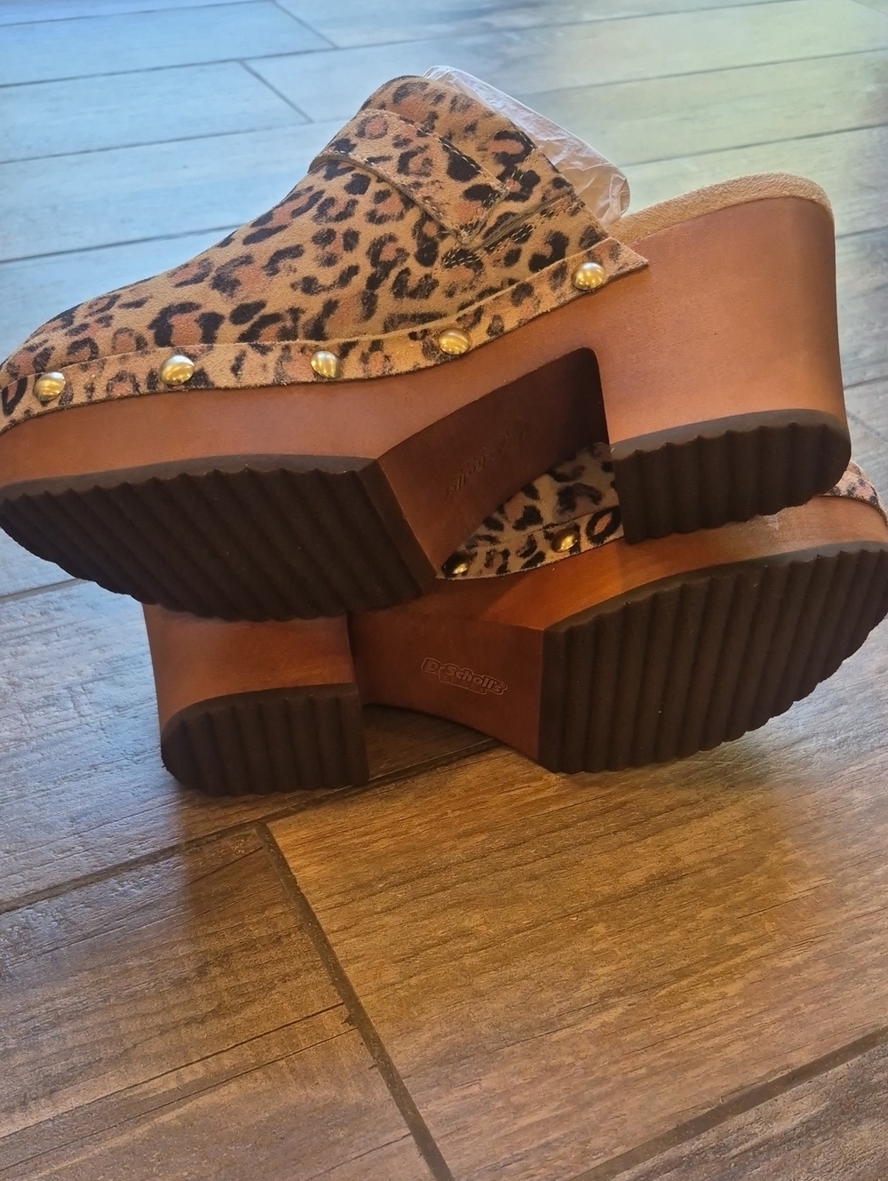 Dr. Scholl's Original Collection Joy Animal Print Stud Detail Platform Clogs, 8 - Picture 7 of 16